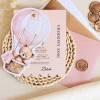 Zaproszenia na urodziny dziecka z różowym misiem w balonie i złotym pinem - Pink Teddy Balloon