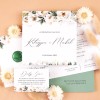 Botaniczne Zaproszenia Ślubne z bukietem białych kwiatów - White - PRÓBKA