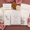 Eleganckie Zaproszenia Ślubne z kwiatowym motywem na papierze ecru - Ecru Princess - PRÓBKA