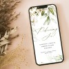 Elektroniczne Save the date ślubne (powiadomienie o uroczystości) z botanicznym motywem zielonych liści - Green