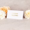 Minimalistyczne białe winietki na stoły weselne ze złotym wykończeniem - Slim White Gold
