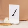 Minimalistyczne numery stołów weselnych w białej ramce - Gold Mirror, Silver Mirror