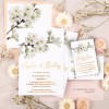 Jednokartowe zaproszenia ślubne z motywem kwiatu jabłoni oraz pozłacanymi napisami - Bloom 
