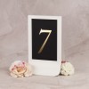 Numery stołów weselnych ze złotym wykończeniem w białej ramce - Slim Black Gold