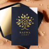 Zaproszenia biznesowe z etui w kolorze granatowym ze złoconym logo firmy - Glamour Navy Case 