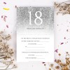 Zaproszenia na 18 urodziny ze srebrnym brokatowym motywem do samodzielnego uzupełnienia - Silver Touch