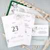 Zaproszenia ślubne kartka z kalendarza z delikatnymi zielonymi listkami - Green Calendar