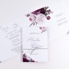 Zaproszenia Ślubne rozkładane eleganckie z bordowymi i białymi kwiatami - Maroon Flowers