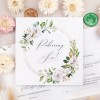 Zaproszenia Ślubne z okręgiem i białymi kwiatami do własnoręcznego uzupełnienia - White Circle - LAST MINUTE
