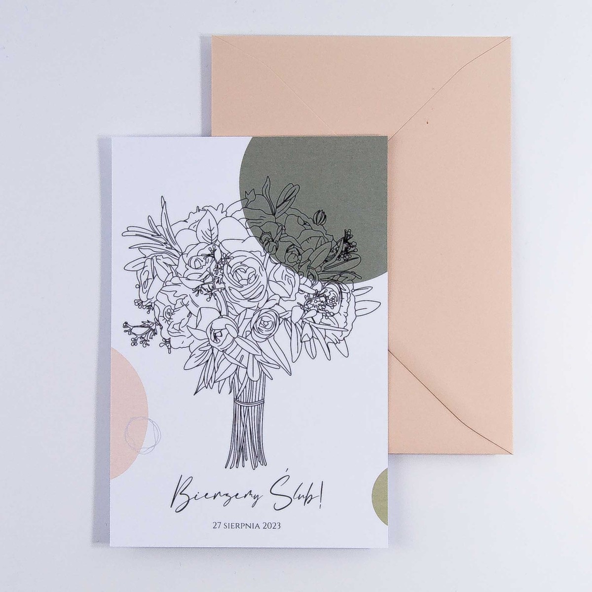 Zaproszenia Ślubne ze szkicowanym bukietem ślubnym - Bouquet