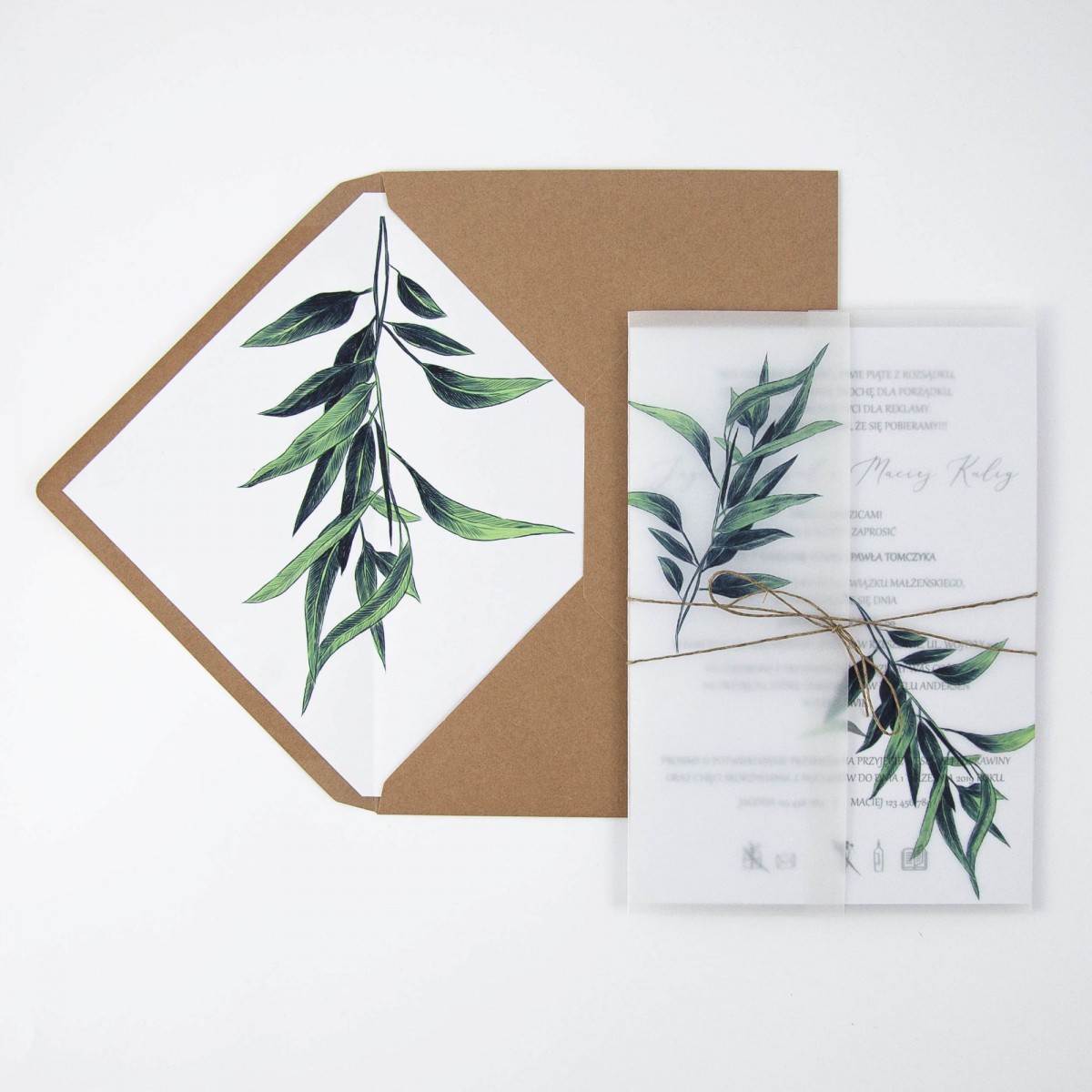 Botaniczne zaproszenia ślubne Boho