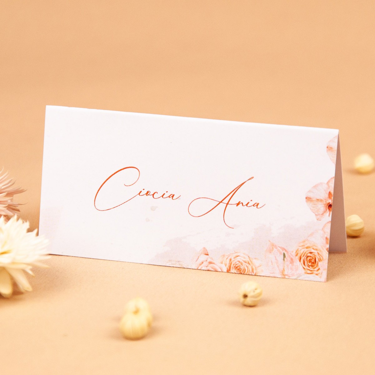 Dwustronne winietki z motywem różowych kwiatów - Aurora Communion