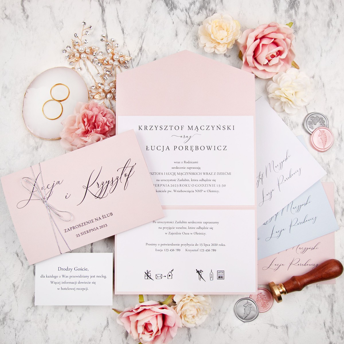 Klasyczne zaproszenia ślubne - Rose Envelope