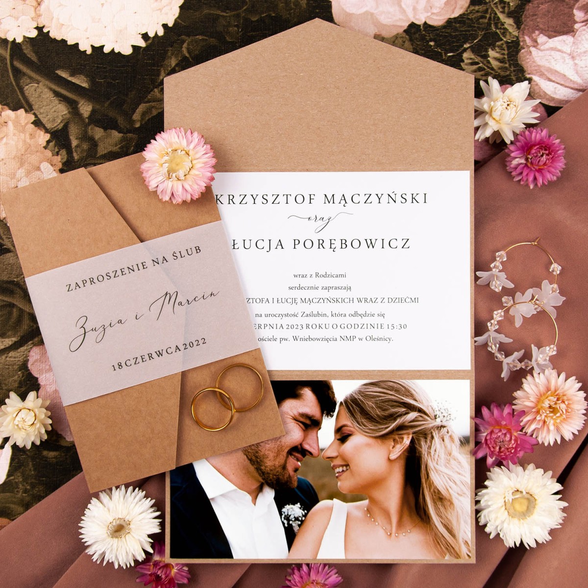 Klasyczne zaproszenia ślubne ze zdjęciem - Eco Envelope Photo