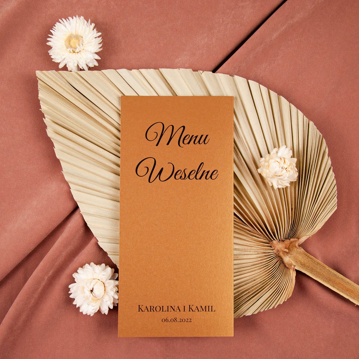Menu weselne w kolorze starego złota - Gold Envelope