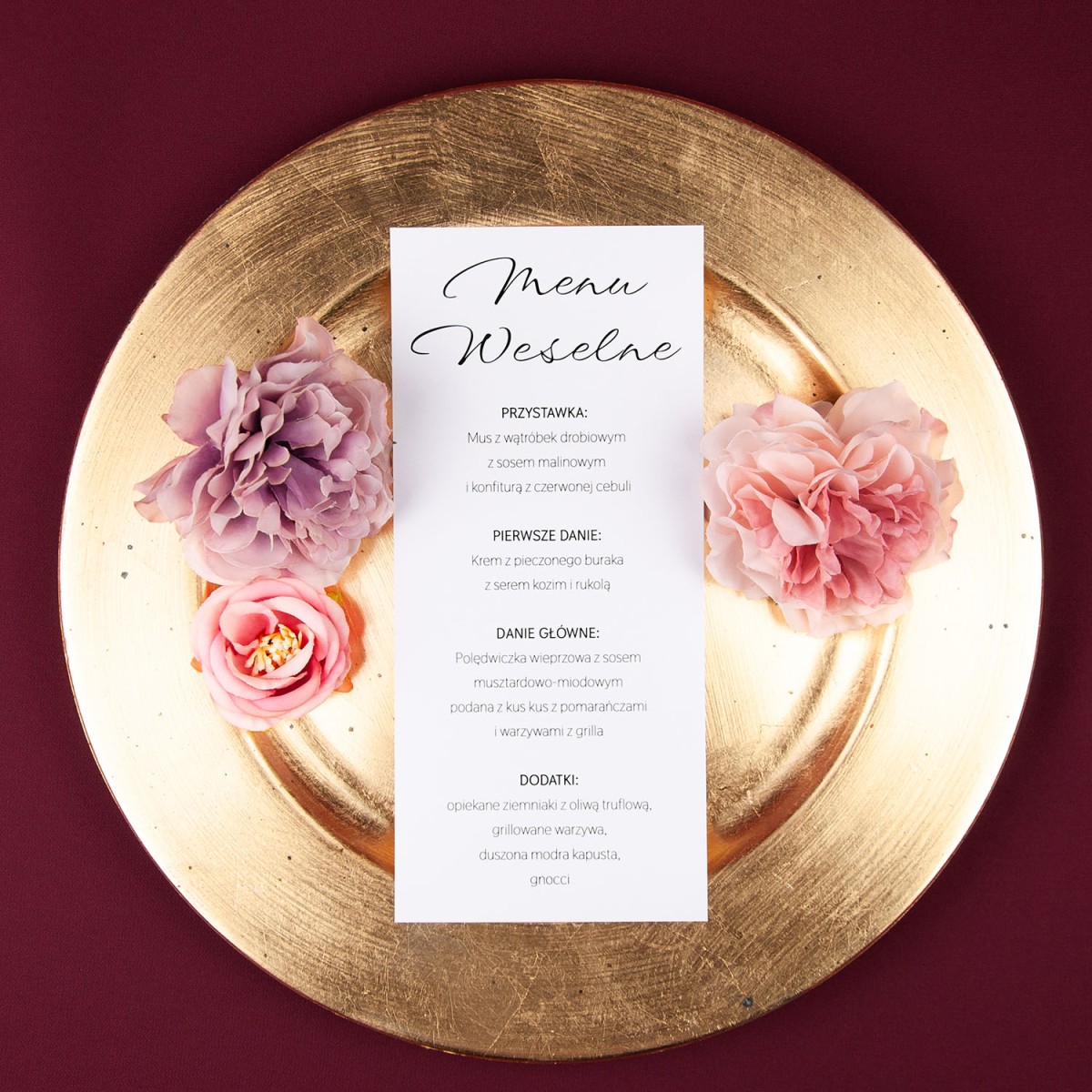 Minimalistyczne menu weselne jednokartowe - Whiteness, Photo Case