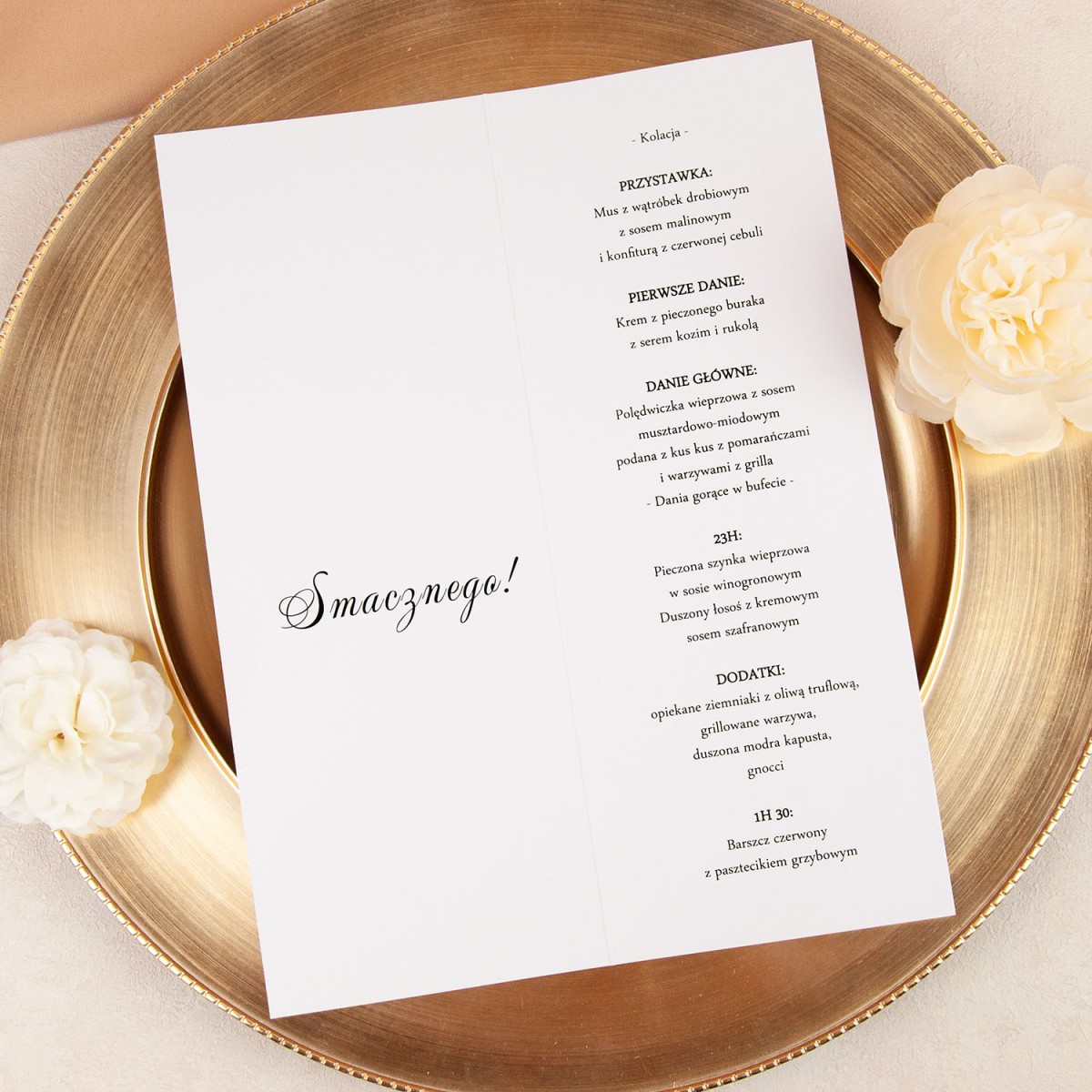 Minimalistyczne otwierane menu weselne - Gold Mirror, Silver Mirror