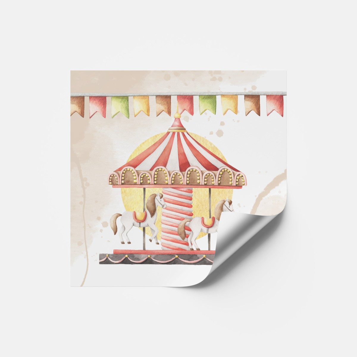 Naklejki okrągłe lub prostokątne na Urodziny dla dziecka z karuzelą w parku rozrywki - Amusement Park