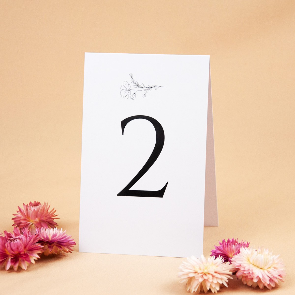Numery stołów weselnych z motywem szkicowanego maku - Simple Poppy