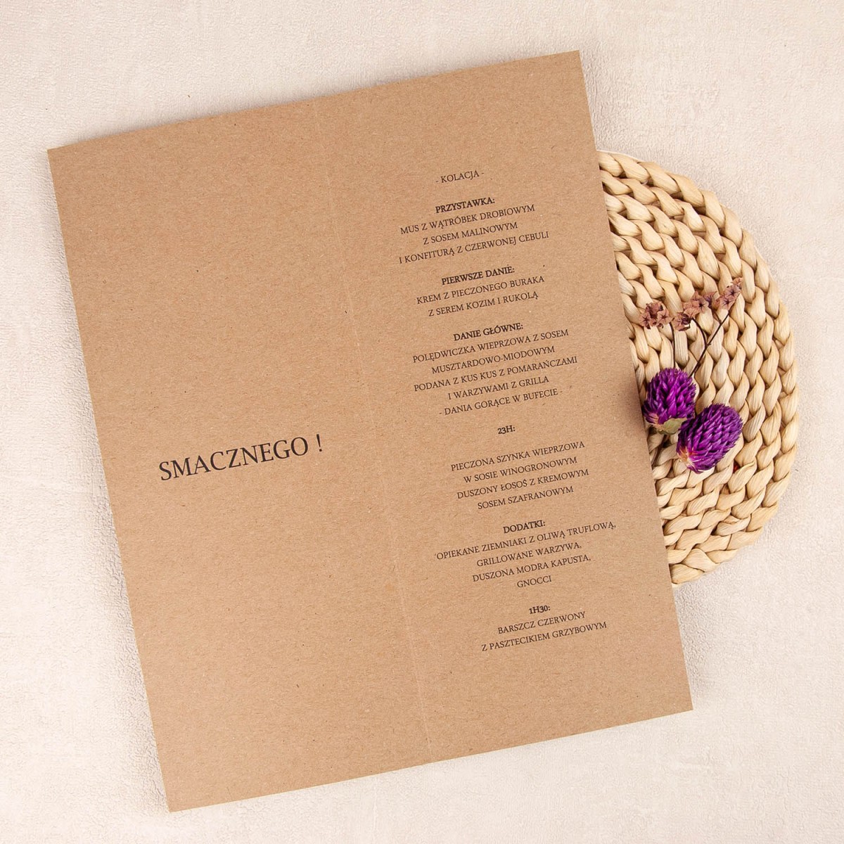 Otwierane ekologiczne menu na stoły weselne - Finger Print I