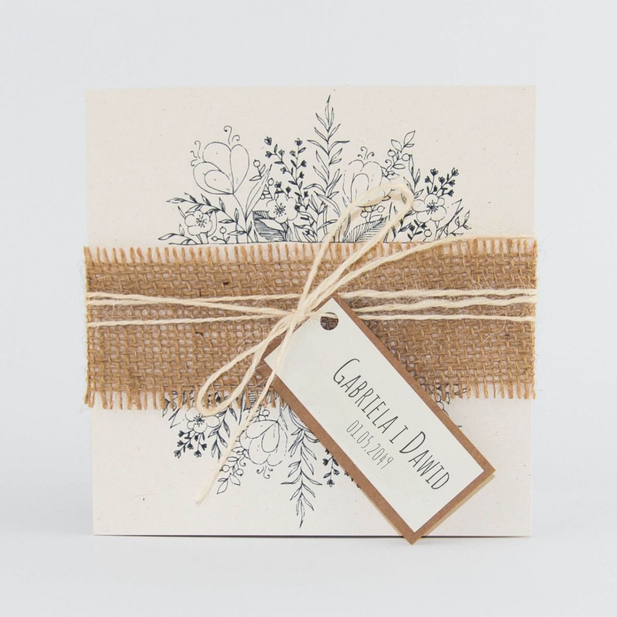 Rustykalne zaproszenia ślubne Natural Brilliant White