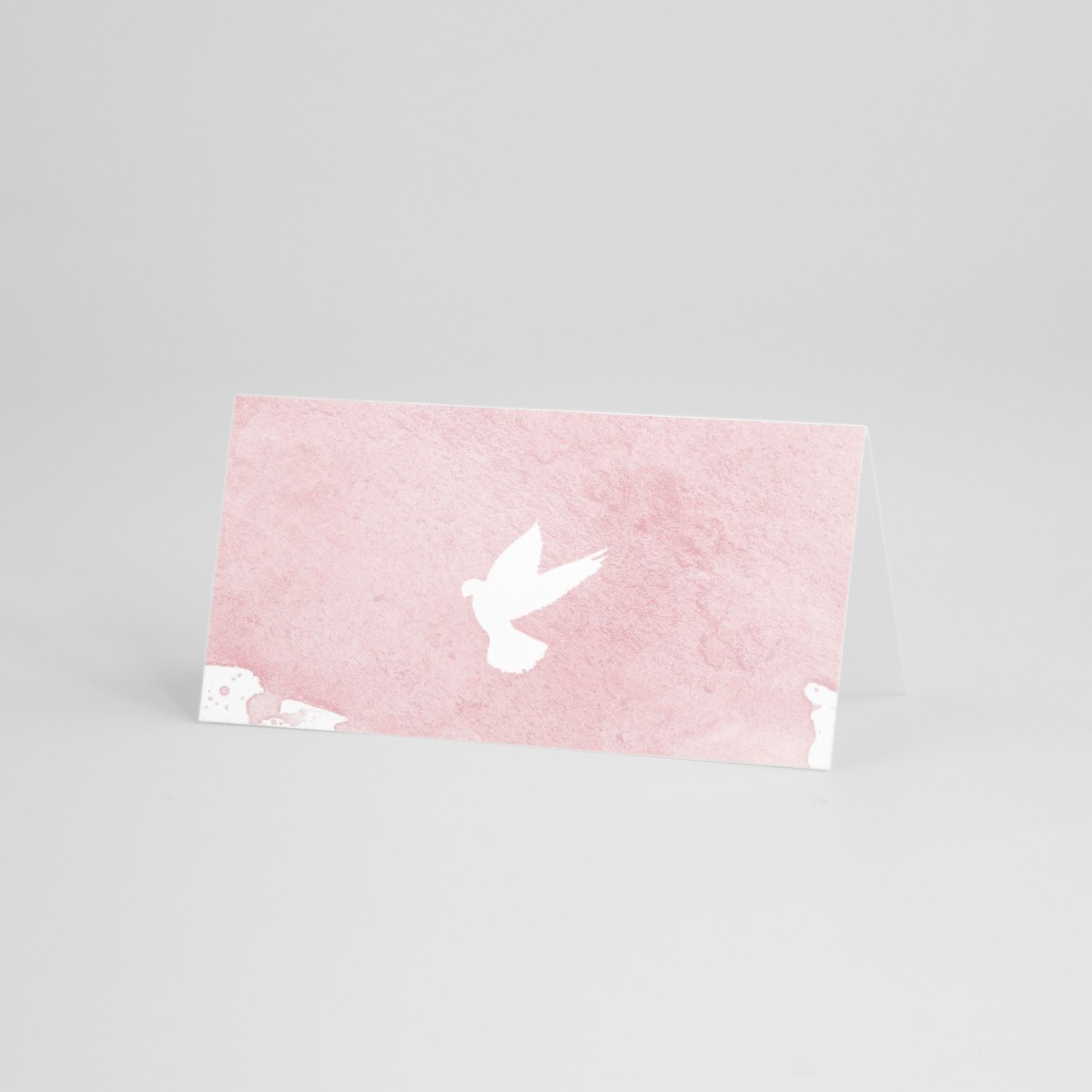 Winietki na stoły z motywem gołębia na różowym akwarelowym tle - Baby Pink