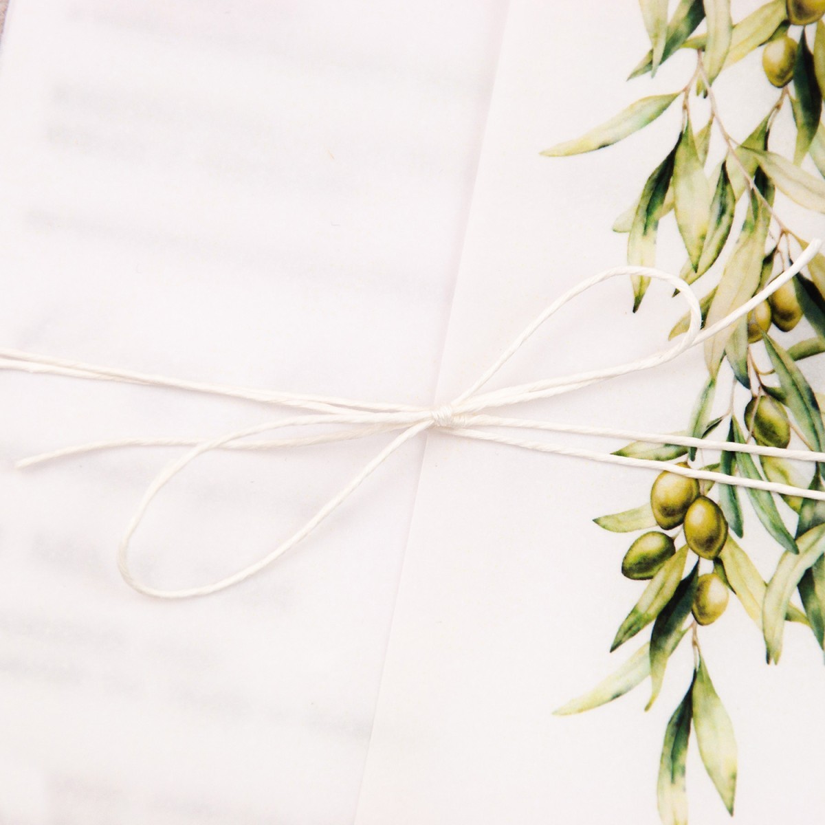 Zaproszenia na Komunię Świętą z kalką i motywem gałązek oliwnych do uzupelnienia - Pure Olive Communion