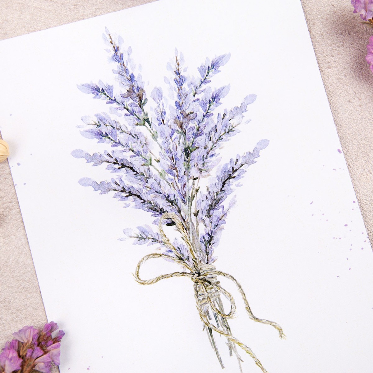 Zaproszenia ślubne fioletowe z bukietem lawendy do własnoręcznego uzupełnienia - Lavender Flower - LAST MINUTE