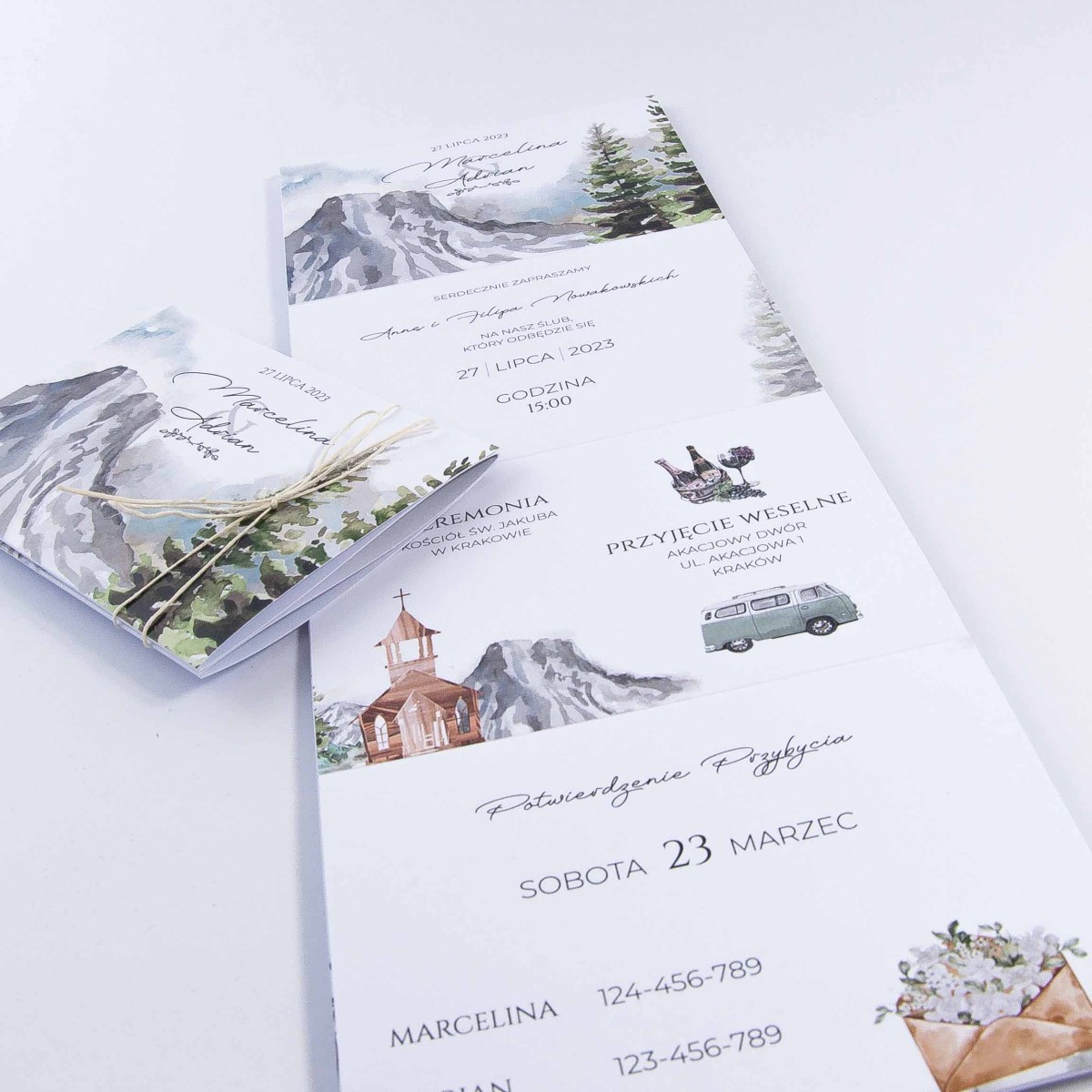 Zaproszenia Ślubne otwierane na 4 części z motywem górskim - Everest