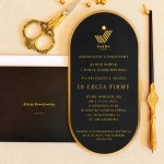 Zaproszenia biznesowe pozłacane owalne - Noir Elegance Black
