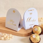Podziękowania dla gości na 18 urodziny – czekoladka ferrero w personalizowanym białym etui z winietką