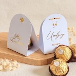 Podziękowania dla gości na Urodziny – czekoladka ferrero w personalizowanym białym etui z winietką