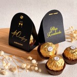 Podziękowania dla gości na 40 Urodziny – czekoladka ferrero w personalizowanym czarnym etui z winietką