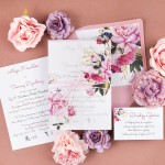 Botaniczne zaproszenia ślubne z kalką i motywem kwiatowym - Floral - PRÓBKA