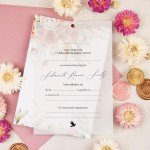 Zaproszenia na Komunię Świętą z kwiatowym motywem oraz kalką do uzupełnienia - Beige Roses Communion