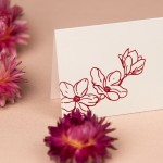 Dwustronne winietki ślubne z motywem kwiatów orchidei na papierze ecru - Orchid Ecru