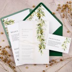 Dwustronne zaproszenia ślubne z kalką i motywem gałązek oliwnych - Pure Olive - PRÓBKA