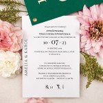 Eleganckie pozłacane zaproszenia na ślub ze złotym nitem - Royal Green