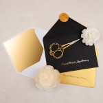 Eleganckie pozłacane zaproszenia ślubne ze złotym sznurkiem - Gold Mirror Black
