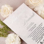Eleganckie zaproszenia ślubne na papierze marmurkowym ze srebrnym wykończeniem - Magnificent Silver