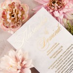 Eleganckie zaproszenia ślubne na papierze marmurkowym ze złotym wykończeniem - Magnificent Gold - PRÓBKA