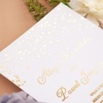 Eleganckie zaproszenia ślubne ze złotym wykończeniem - Golden Dots