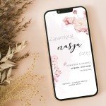 Elektroniczne Save the date ślubne (powiadomienie o uroczystości) z motywem kwitnącej wiśni - Cherry Blossom 