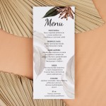Jednokartowe menu na stoły weelne z motywem tropikalnyh kwiatów - Rainforest