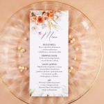 Jednokartowe menu z motywem delikatnych beżowych i różowych kwiatów - Beige Roses