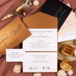 Klasyczne zaproszenia ślubne na złotym papierze - Gold Envelope - PRÓBKA