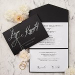 Klasyczne zaproszenia ślubne ze srebrnym wykończeniem - Black Envelope Silver