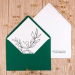 Kopertowe zaproszenia ślubne z zieloną okładką i minimalistycznymi liśćmi - Wild Green