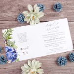 Kwiatowe zaproszenia ślubne z motywem geometrycznym - Blue Monday - PRÓBKA