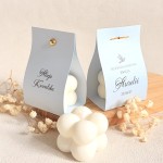 Podziękowania dla gości na Komunię – świeca sojowa bubble w niebieskim etui z winietką